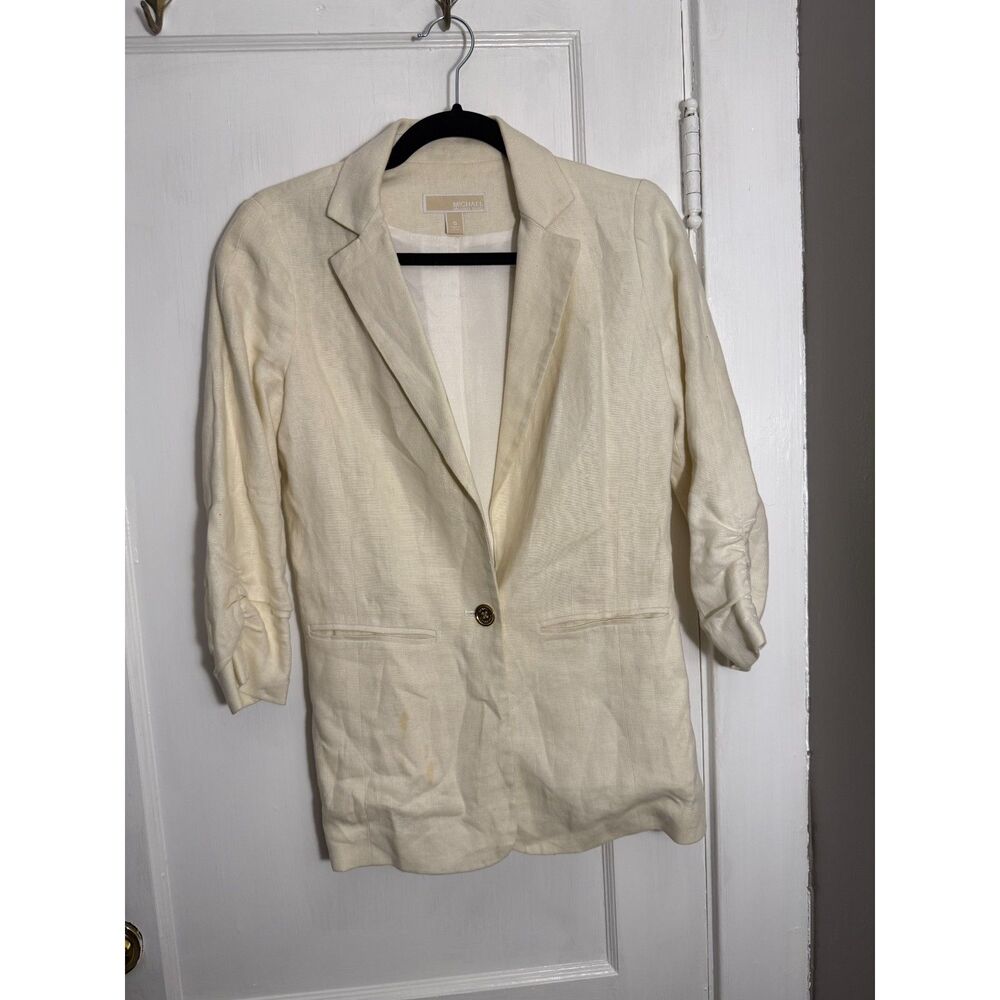 Michael Kors Cream Linen Blazer Jacket